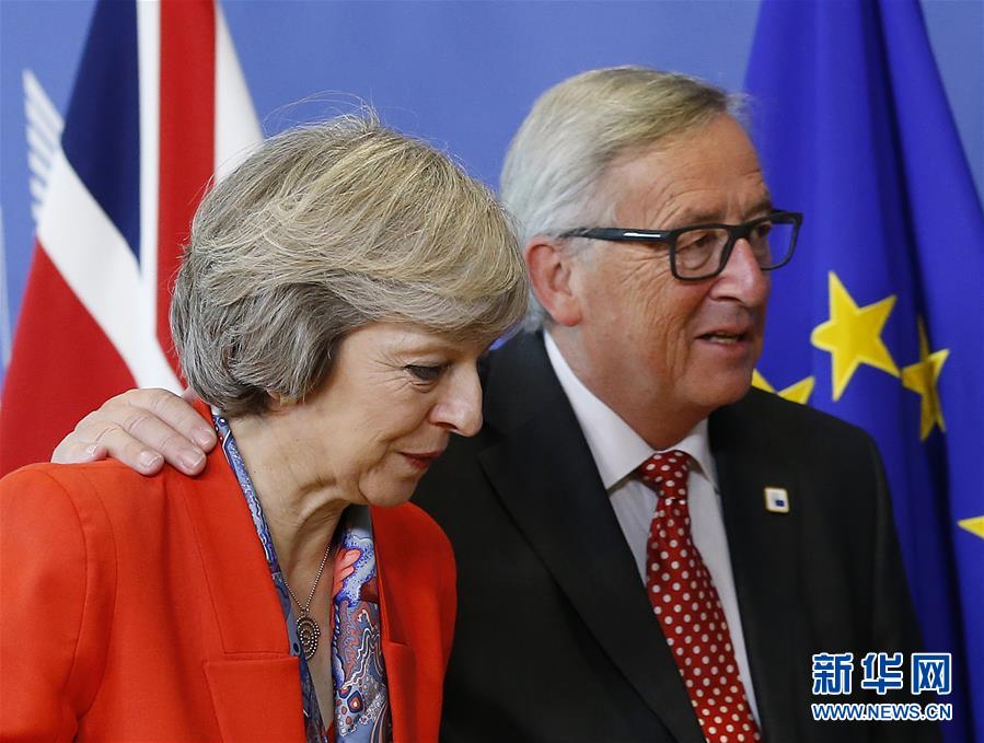 欧盟委员会主席容克与英国首相特雷莎·梅会面