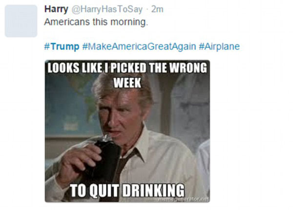 特朗普胜选惊呆网友 用恶搞表示抗议