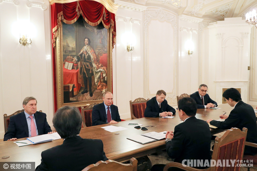 俄罗斯总统普京在圣彼得堡会见日本外相岸田文雄