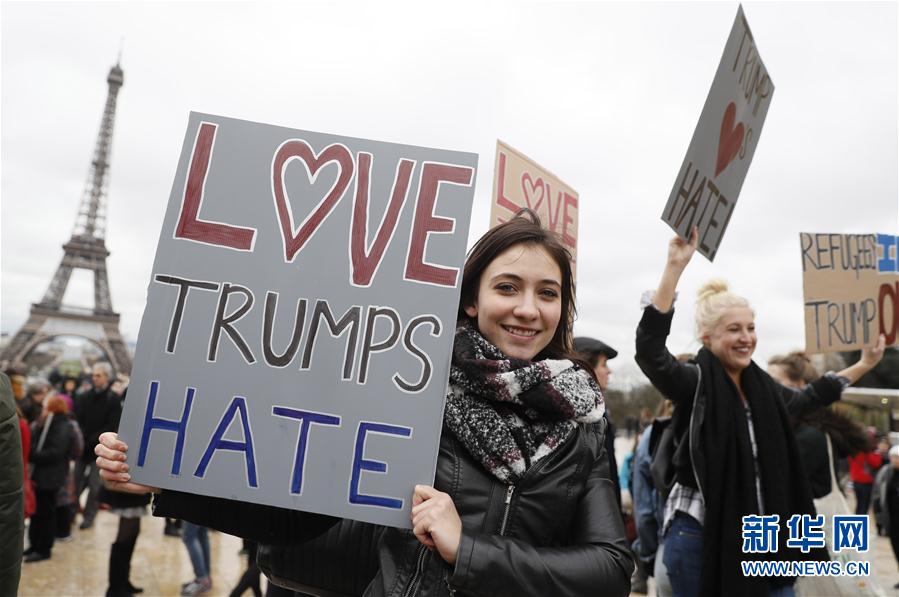 （外代一线）（5）巴黎民众抗议特朗普行政令