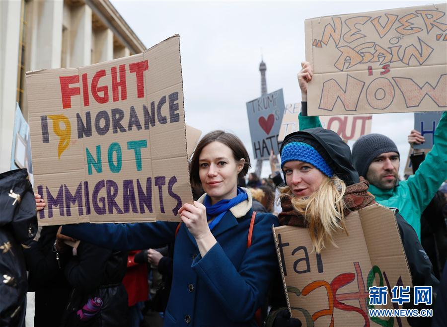 （外代一线）（6）巴黎民众抗议特朗普行政令