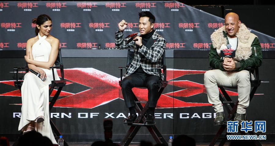 （文化）（4）中外演员在北京宣传电影新片《极限特工：终极回归》