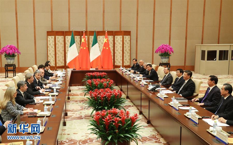 （XHDW）习近平会见意大利总理真蒂洛尼