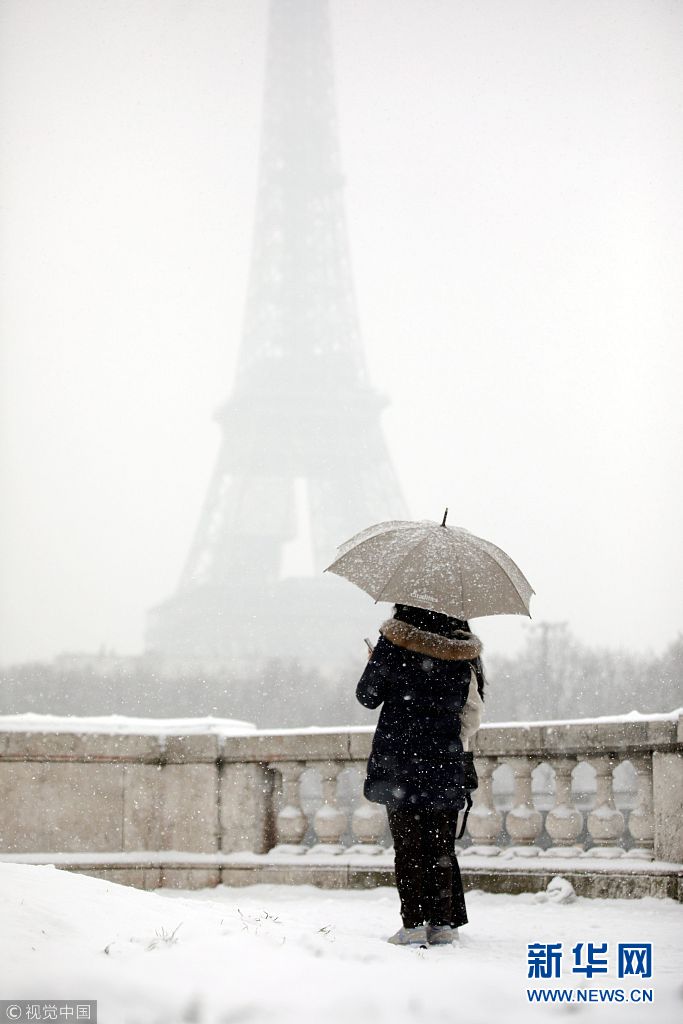 法国巴黎遭遇冰雪天气