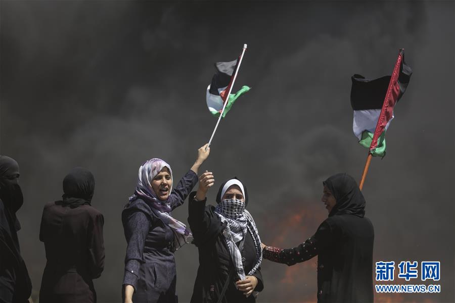 （国际）（1）巴勒斯坦抗议者与以军冲突致55名巴勒斯坦人死亡