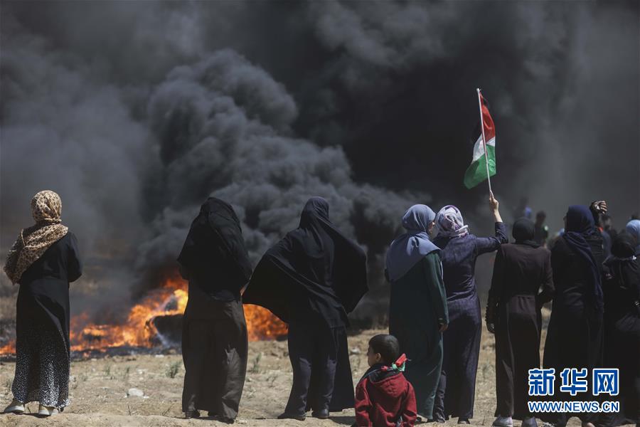 （国际）（5）巴勒斯坦抗议者与以军冲突致55名巴勒斯坦人死亡