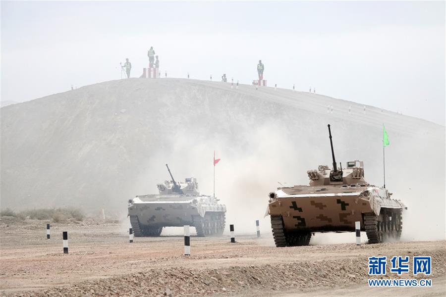 （军事）（8）&ldquo;国际军事比赛&mdash;&mdash;2018&rdquo;中国承办的&ldquo;苏沃洛夫突击&rdquo;步战车组比赛在库尔勒开赛