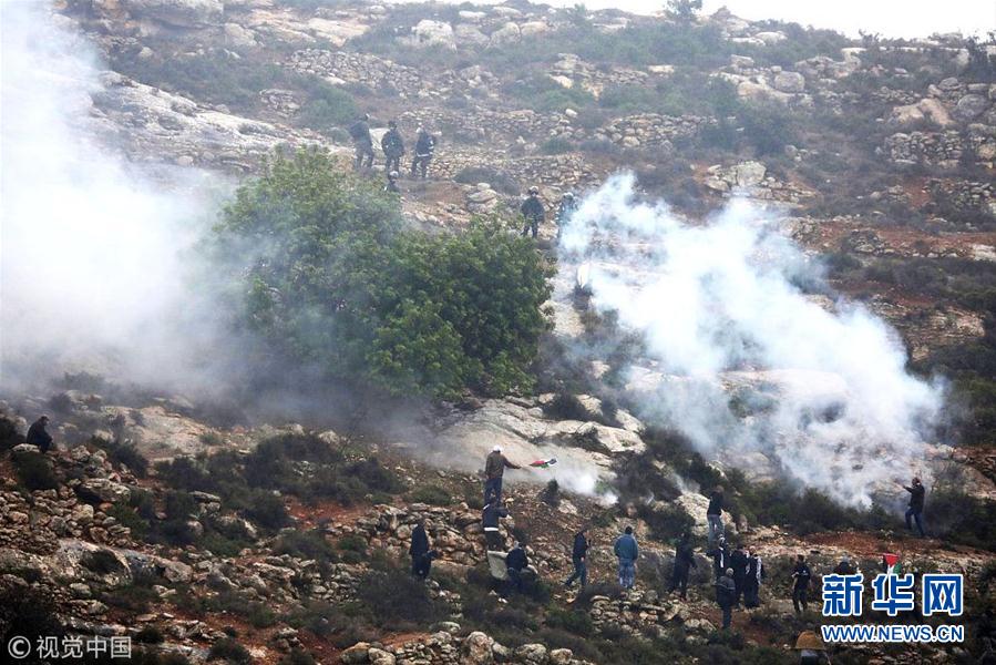 巴勒斯坦人抗议以色列没收巴土地 与以士兵发