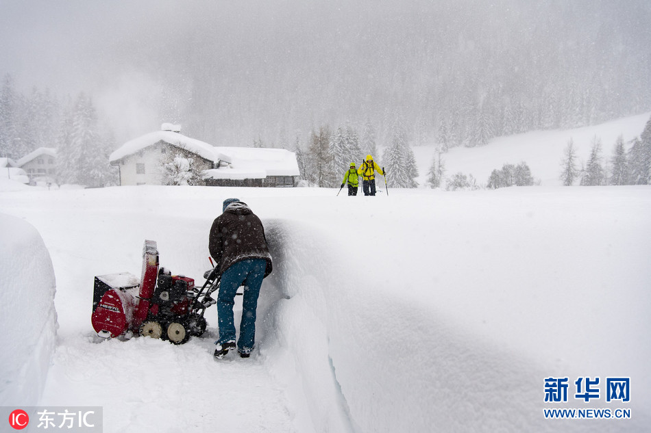 欧洲阿尔卑斯地区遭遇暴雪天气