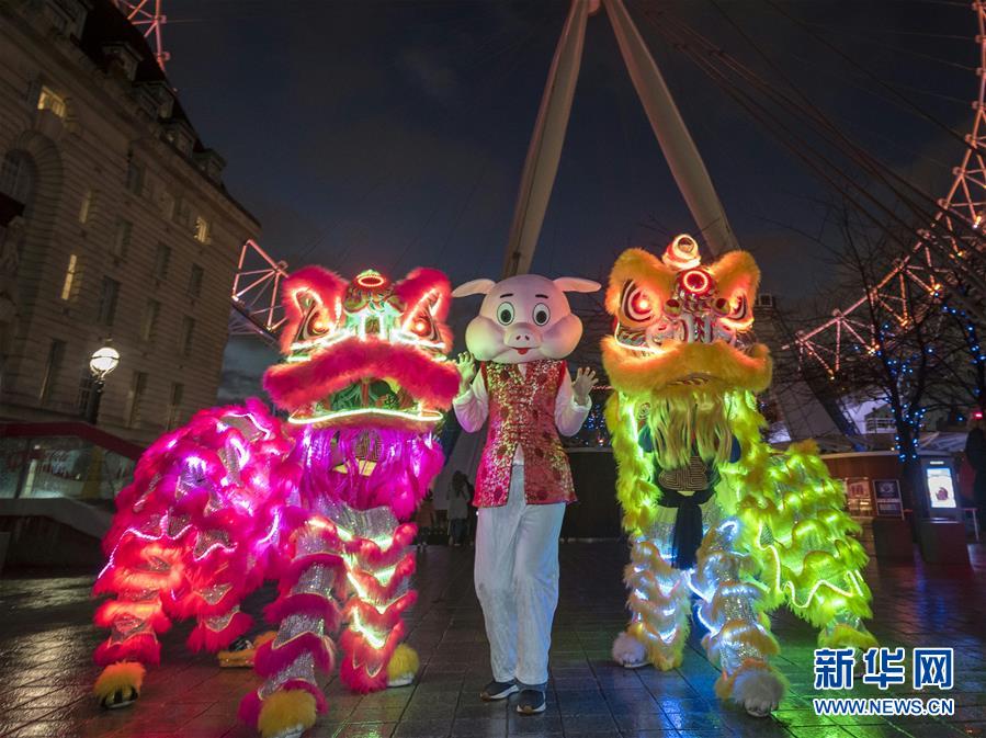（国际）（3）“伦敦眼”亮灯庆中国农历猪年