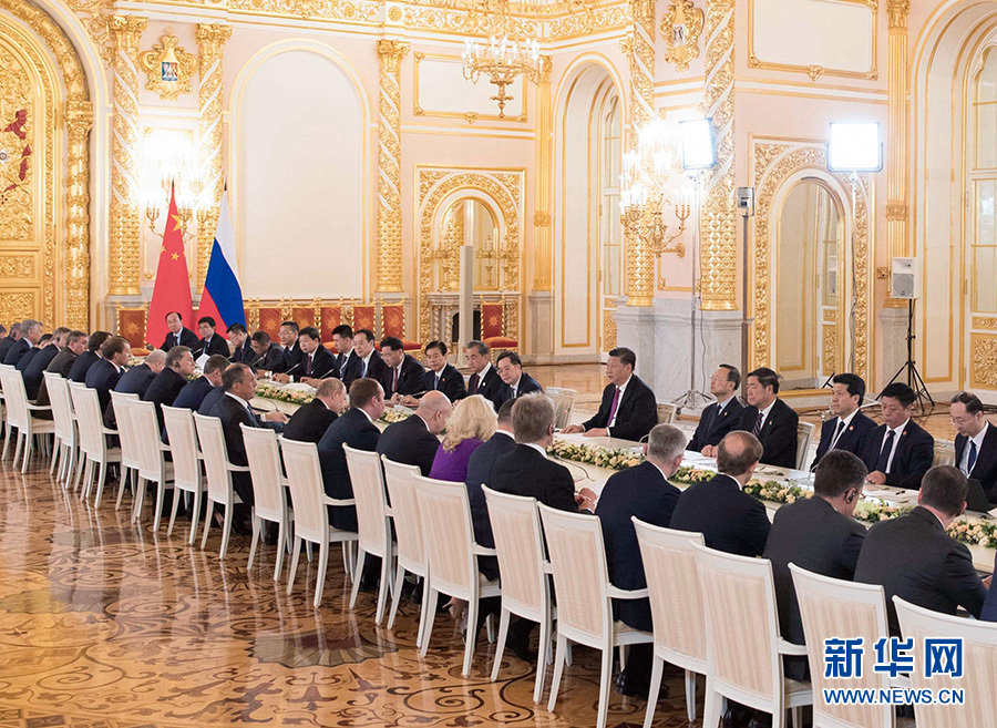 国家主席习近平在莫斯科克里姆林宫同俄罗斯总统普京会谈