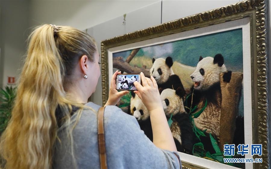 （國際·圖文互動）（1）上海絨繡歐洲交流展在布魯塞爾開幕