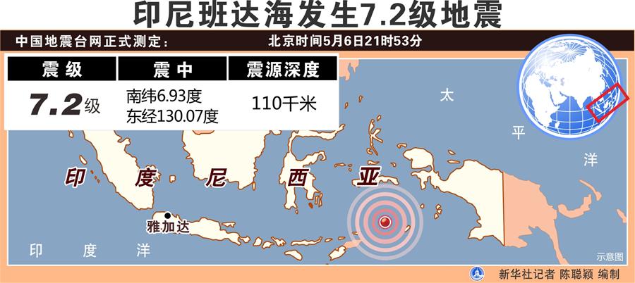 （图表）［印尼地震］印尼班达海发生7.2级地震