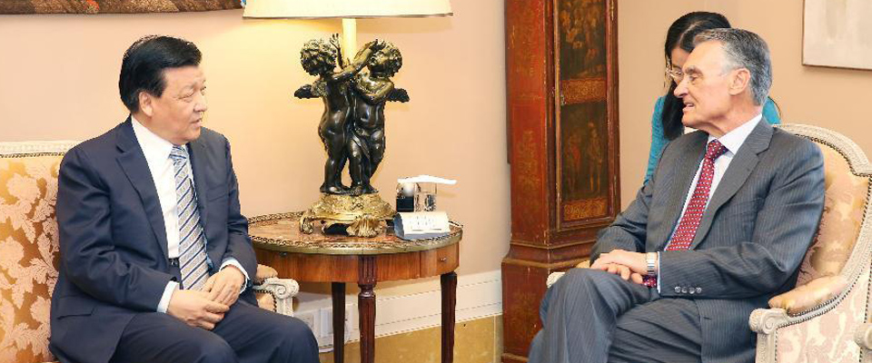 劉雲山在裏斯本會見葡萄牙總統席爾瓦