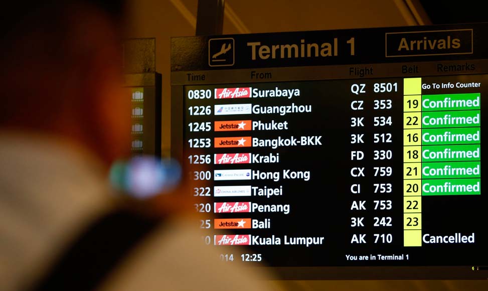 亚航客机从印尼飞往新加坡途中失联（高清大图）