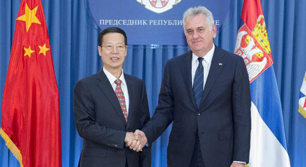 张高丽会见塞尔维亚总统尼科利奇