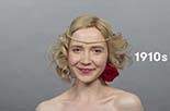 俏皮美女展示俄羅斯100年來女性粧容發型變化