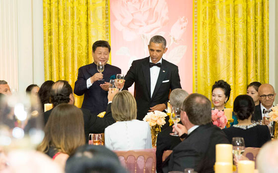 習近平和彭麗媛出席奧巴馬總統舉行的歡迎宴會