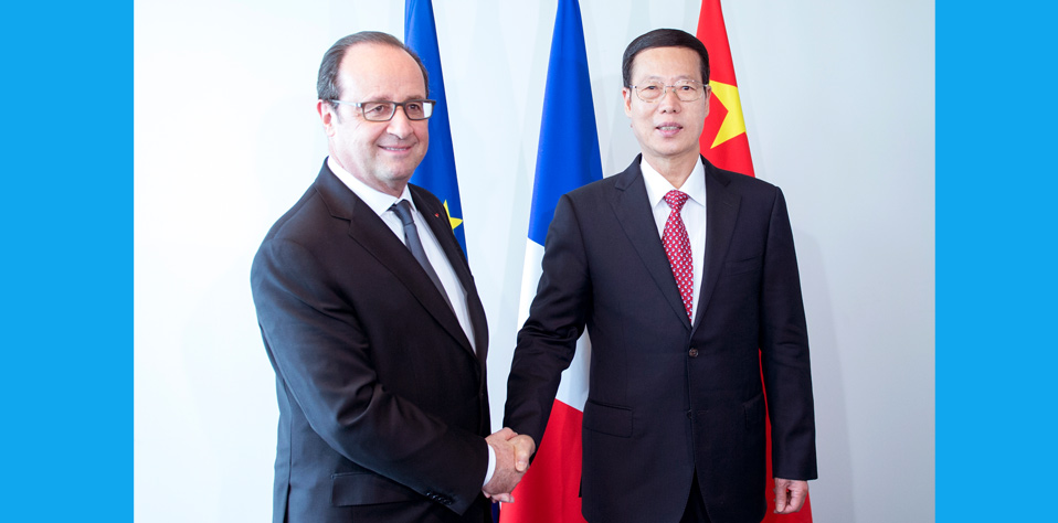 张高丽会见法国总统奥朗德