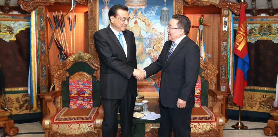 李克強會見蒙古國總統額勒貝格道爾吉