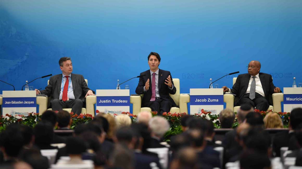 加拿大總理特魯多在工商峰會上發言