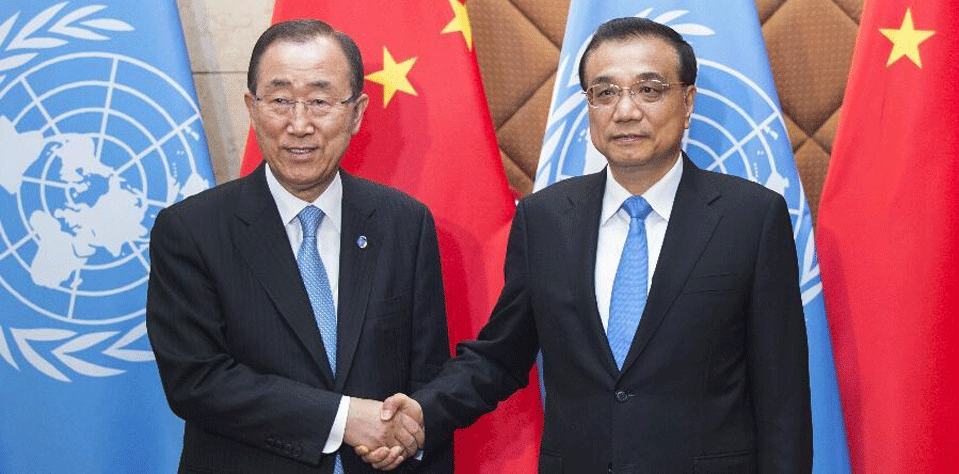 7月8日：李克強會見聯合國秘書長潘基文