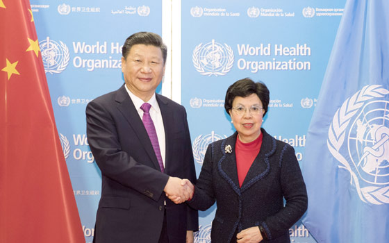 习近平访问世界卫生组织并会见陈冯富珍总干事