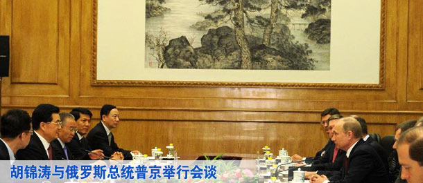 胡锦涛与俄罗斯总统普京举行会谈