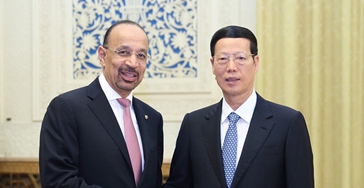 张高丽会见沙特能源 工业和矿产大臣