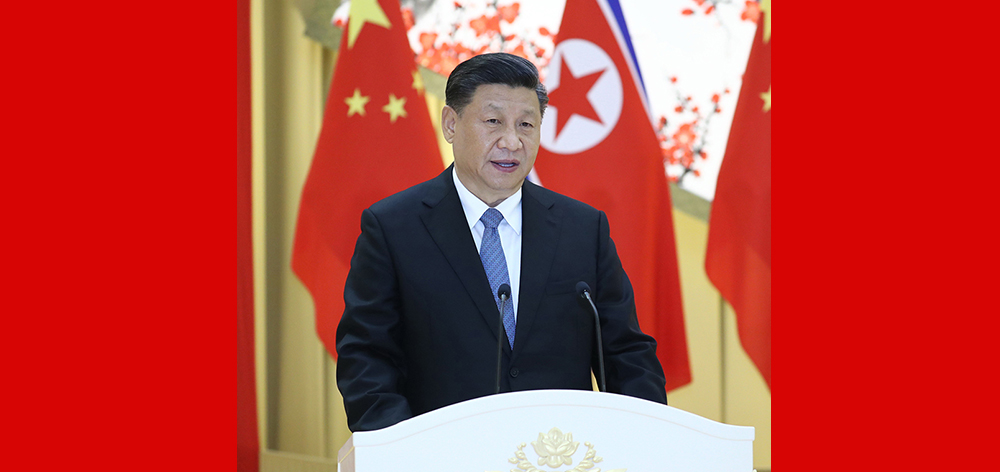 习近平出席朝鲜劳动党委员长、国务委员会委员长金正恩举行的欢迎宴会