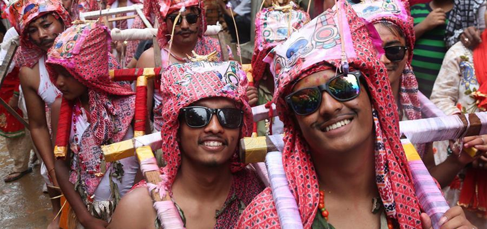 尼泊尔庆祝神牛节
