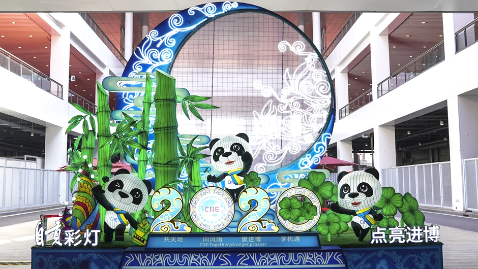 彩灯点亮进博会