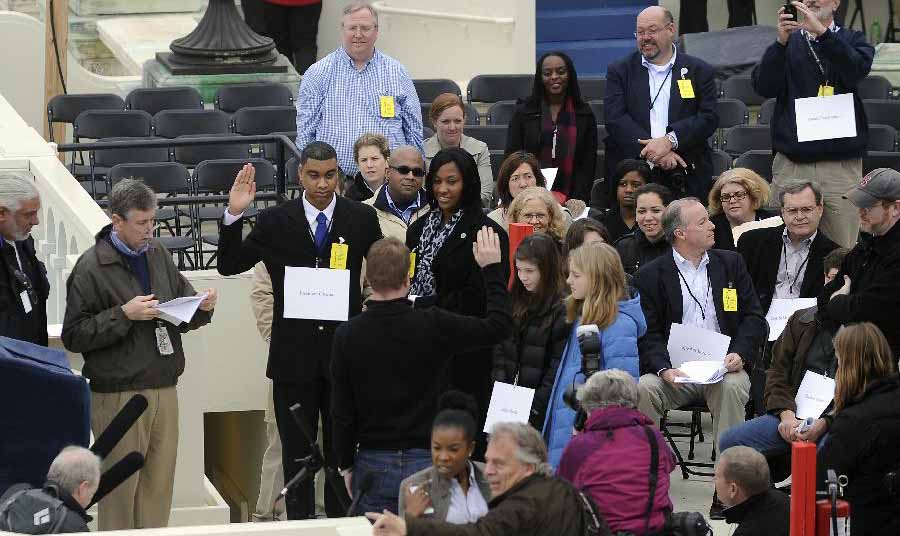 美国总统就职典礼举行排练