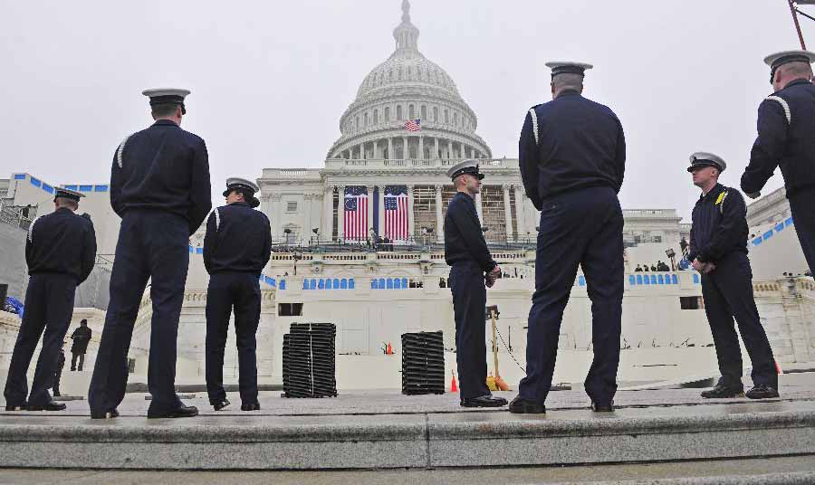 美国总统就职典礼举行排练