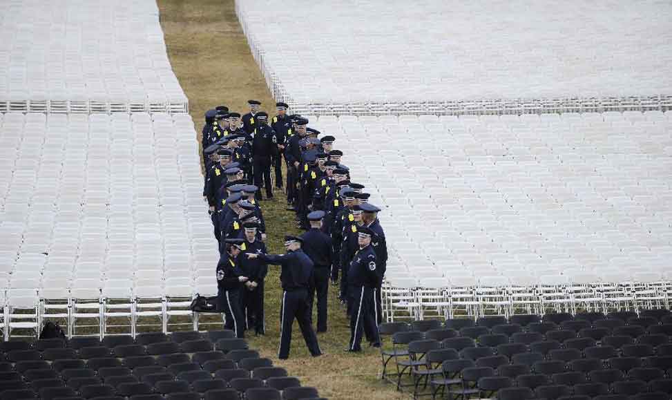 美国总统就职典礼举行排练