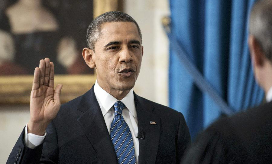 美国总统奥巴马履行法定连任就职程序