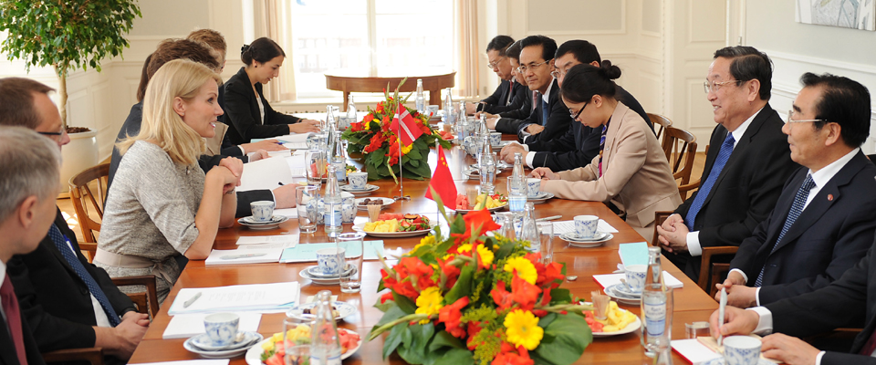 俞正声会见丹麦首相托宁－施密特