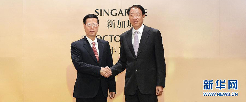 张高丽与张志贤共同主持中新三个高层合作机制会议