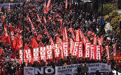 西班牙爆發遊行 抗議勞動制度改革(組圖)