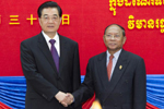 胡锦涛会见柬埔寨国会主席韩桑林