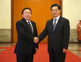 胡锦涛主持仪式欢迎蒙古国总统额勒贝格道尔吉