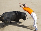 西班牙奔牛节：民众高难动作争相斗牛【高清组图】