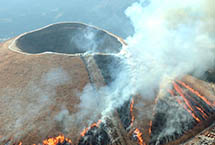 日本大室山举行烧山活动 滚滚浓烟蔚为壮观(图)