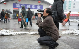 2015年2月采访阜阳火车站应对降雪保出行