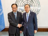 联合国秘书长潘基文会见新华社社长蔡名照