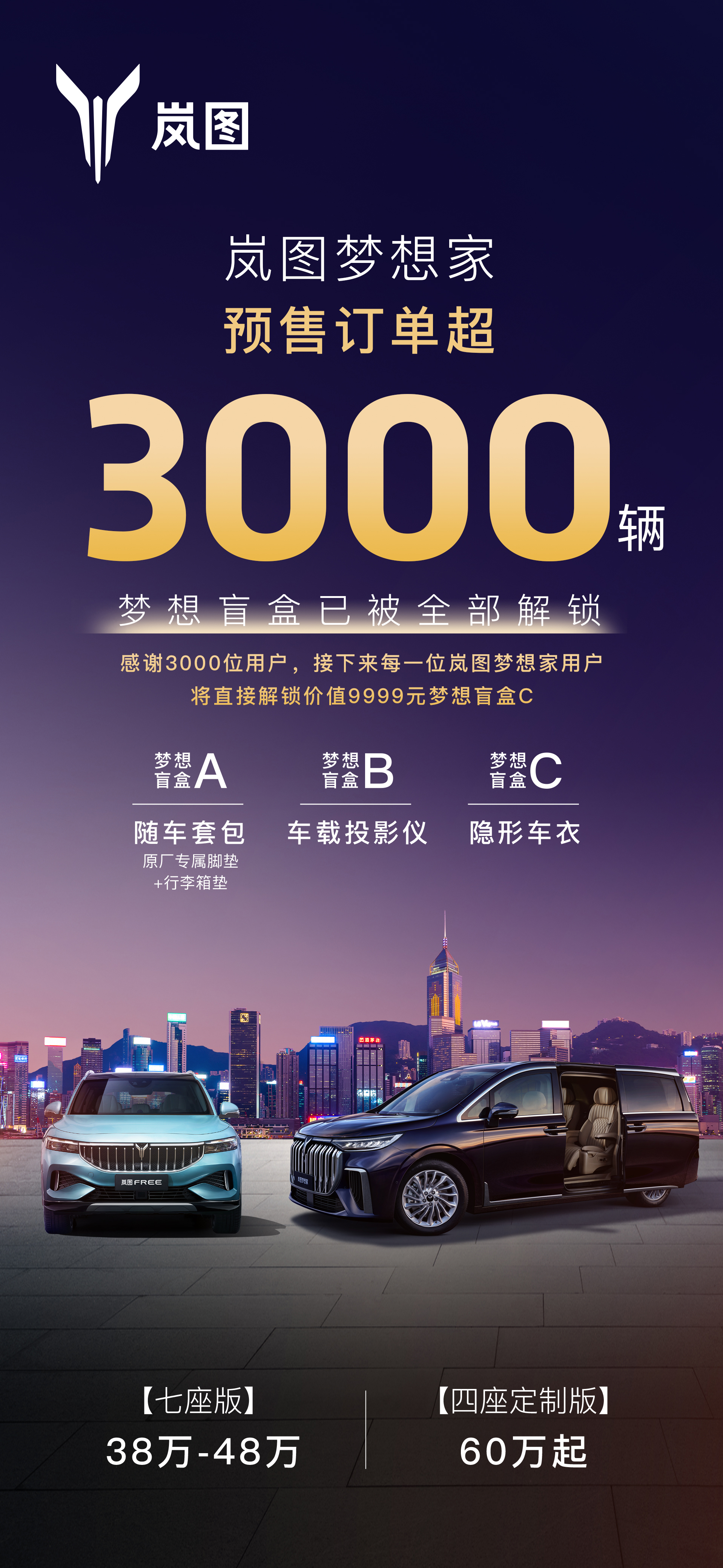 4月7日,定位于"电动豪华旗舰mpv"的岚图梦想家开启