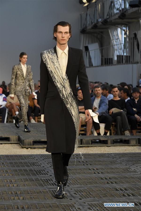 Creations of Alexander McQueen presented at men's fashion week in Paris ...