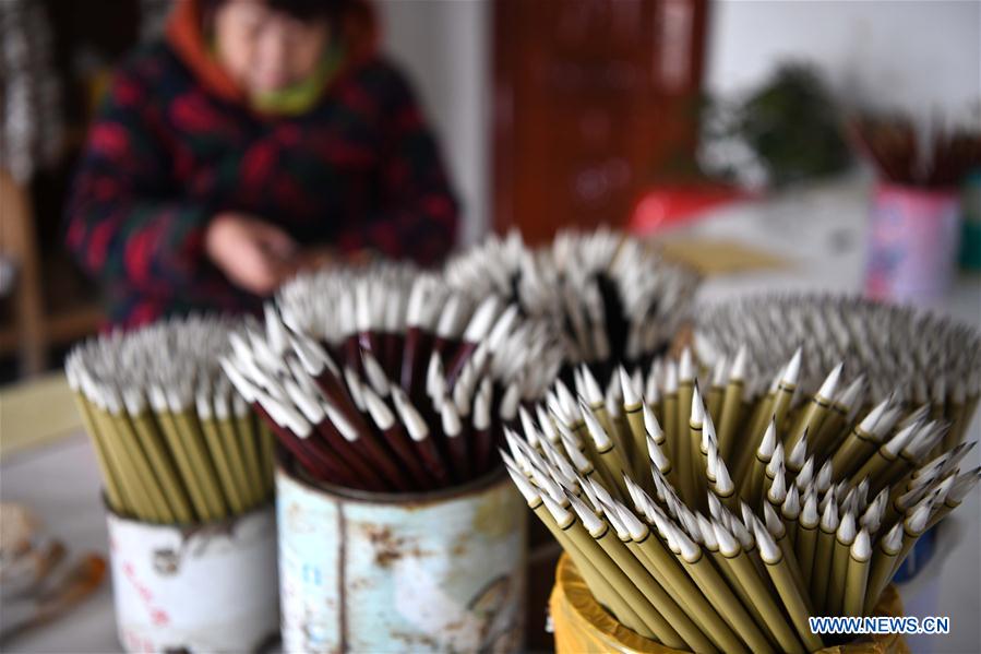 In pics: Xuan ink brush making in Huangcun Town, E China's Anhui ...
