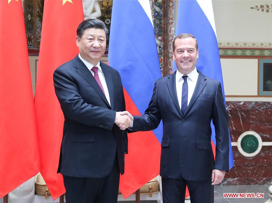 RUSSIA-MOSCOW-CHINA-XI JINPING-DMITRY MEDVEDEV-MEETING