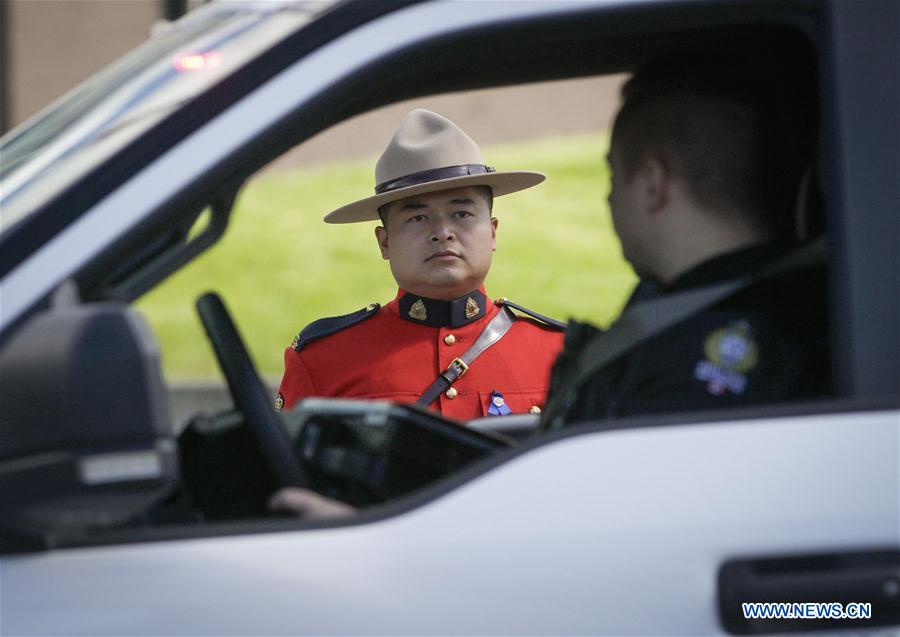 memorial motorcade of first responders held in surrey, canada